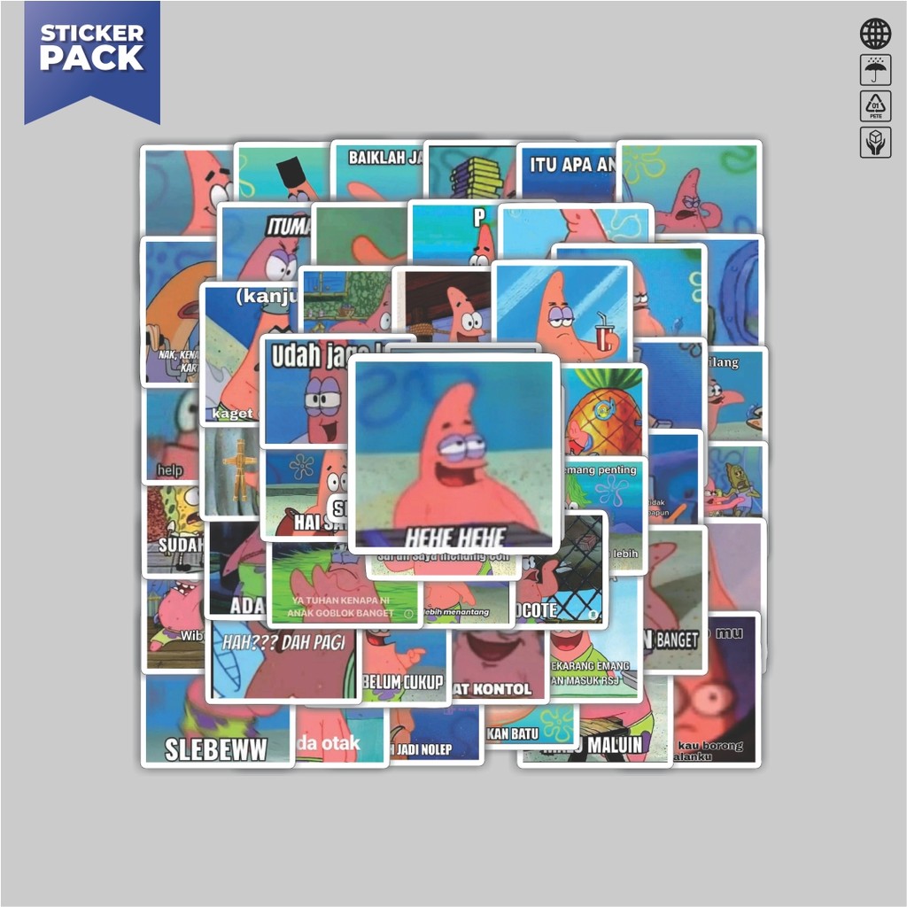 

[100PCS]Stiker Pack Stiker Patrick Meme V1 Aesthetic Vinyl Anti Air Dekorasi Sticker Laptop Buku Journal Koper Helm Casing HP Gitar Helm Skateboard