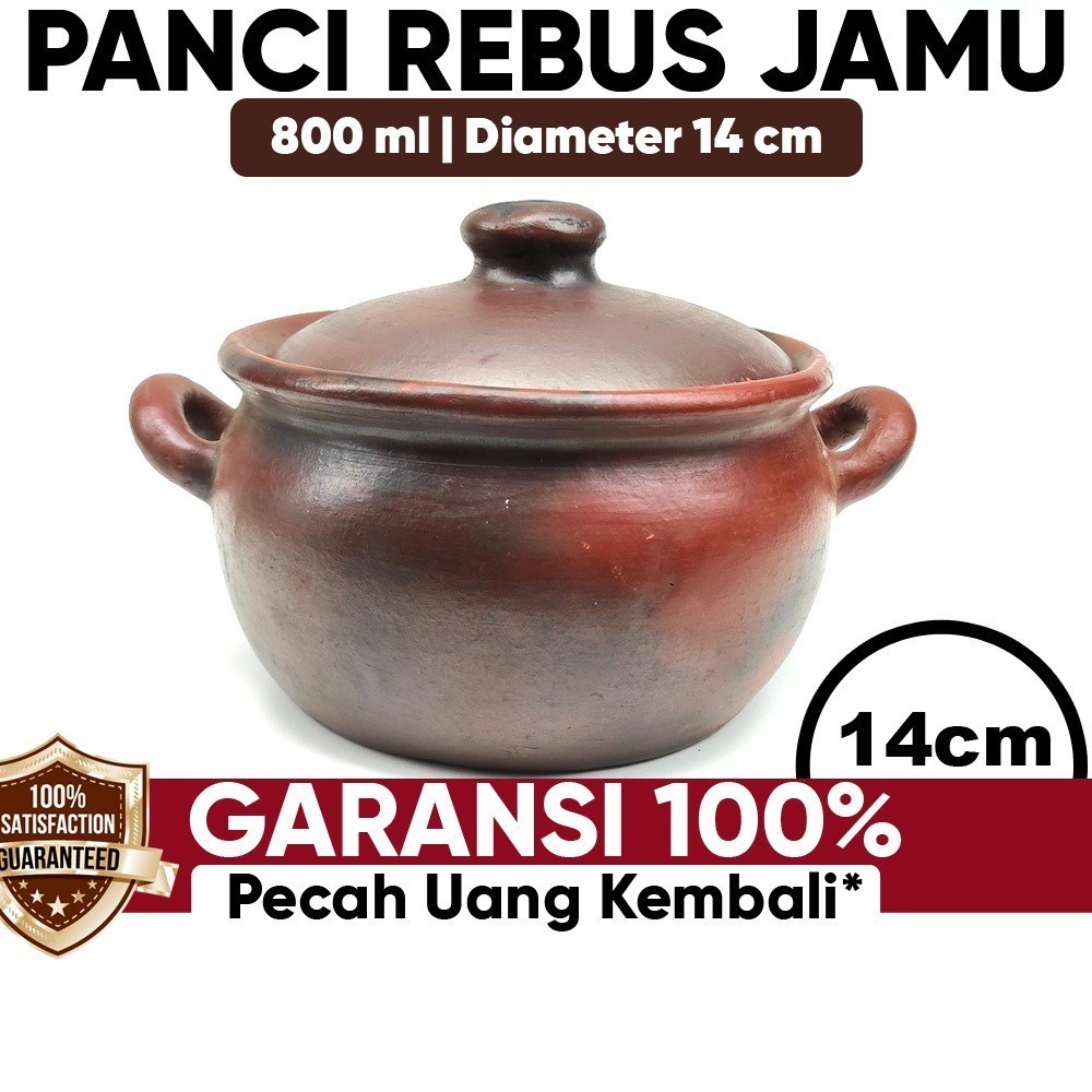 Pawon Gerabah | Panci Gerabah Tanah Liat Buat Masak Godok Jamu Rebus Panci Kendil Sayur Diameter 14 