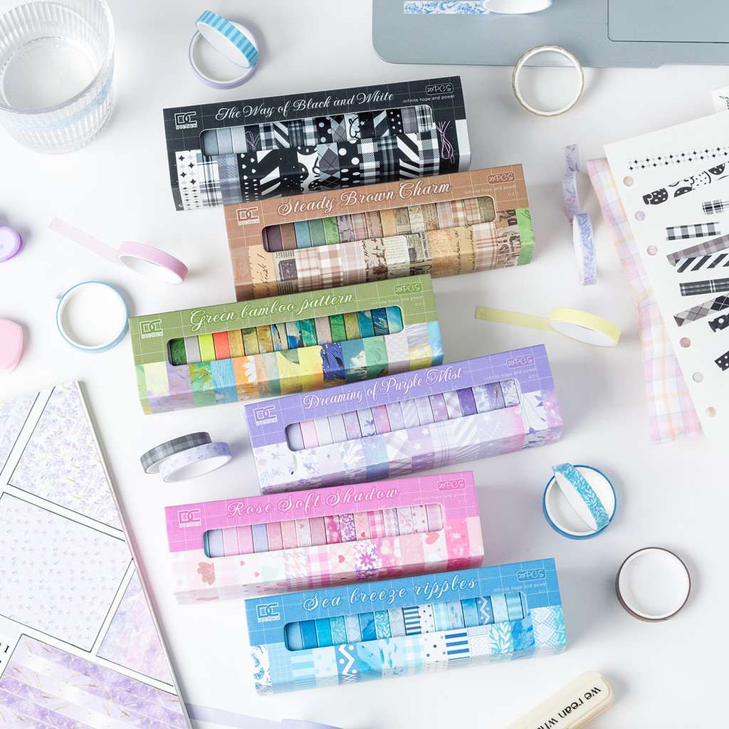 

20 rolls of vintage striped tape set, suitable for DIY photo frames, diaries, gift box packaging, exquisite decorative items