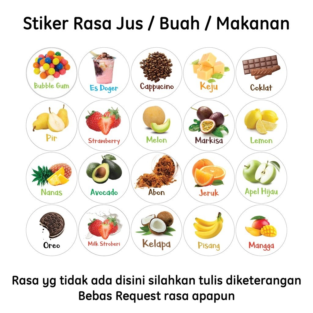 

Cetak Kilat - 50 PCS Stiker rasa Makanan / Buah