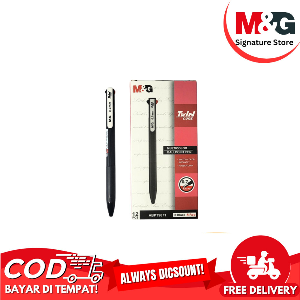 

Ballpoint M&G ABPT98710 Twin Core Pulpen 2in1 2 Warna Tinta HItam Biru Merah Bullet Tip 0.7mm - SATUAN- SHSNP