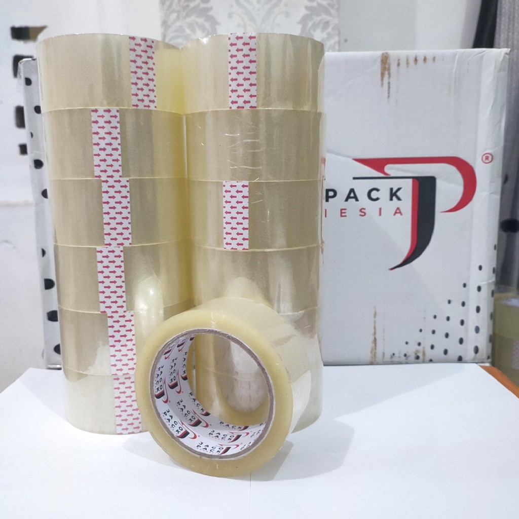 

12 Roll Lakban Bening Jago Pack Indonesia 45 mm x 90 Yard - Lakban Packing Super Rekat