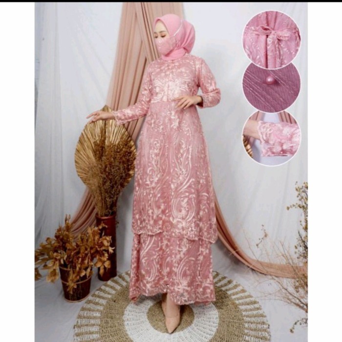 ✨LARIS✨ -GAMIS TULLE TINGKAT BUSUI/KEBAYA TULLE/BAJU PESTA KE KONDANGAN - ungu Lilac, M