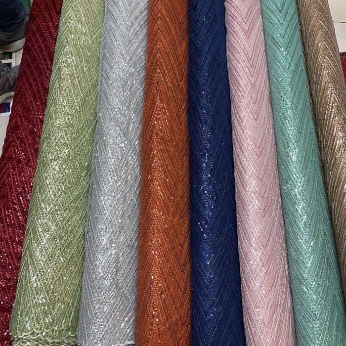 ✨LARIS✨ -NEW.. kain tile payet sikwen spider/Brokat spider bahan kebaya - Sage green