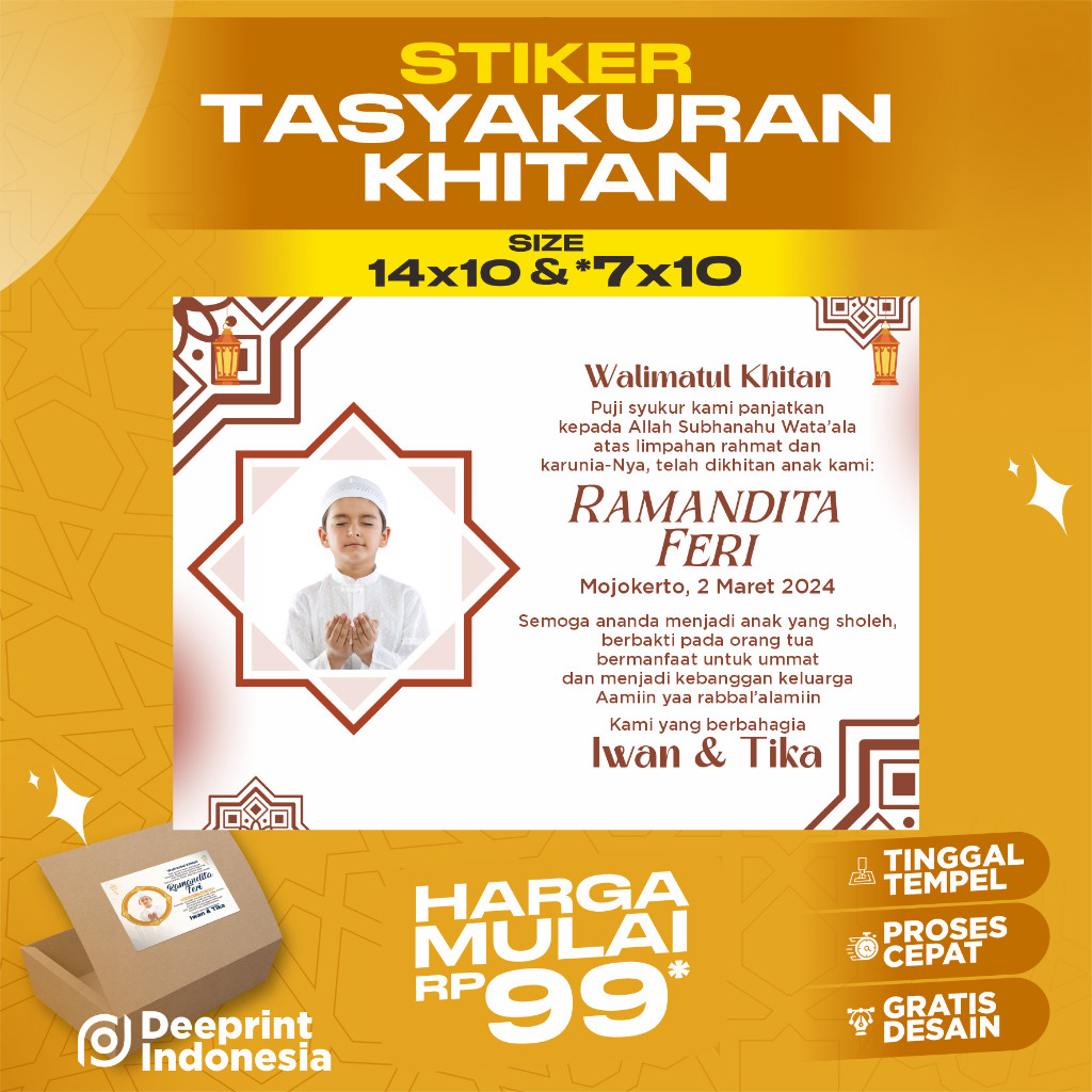 

Stiker Hajatan Khitan / Stiker Sunatan / Stiker Kotak Nasi Hajatan Khitan / Stiker Box Makanan Murah