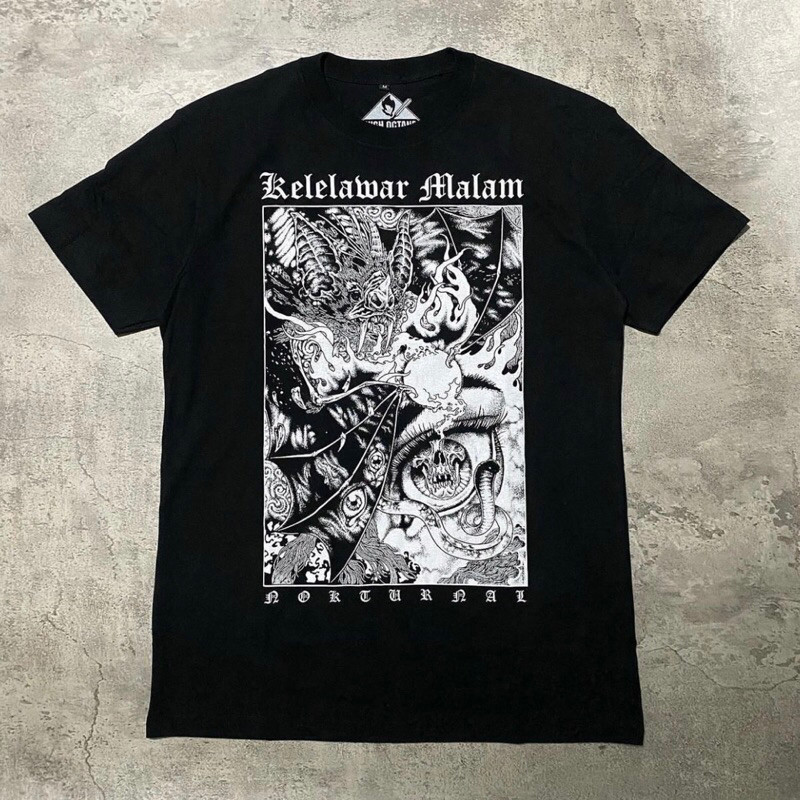 【COD】 Kaos Band KELELAWAR MALAM - NOCTURNAL Black Cotton combad 24s Tebal Men's and women's T-shirts