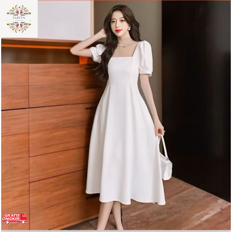 Dress Korea / nabila dress / dress pesta acara simpel manis & minimalis