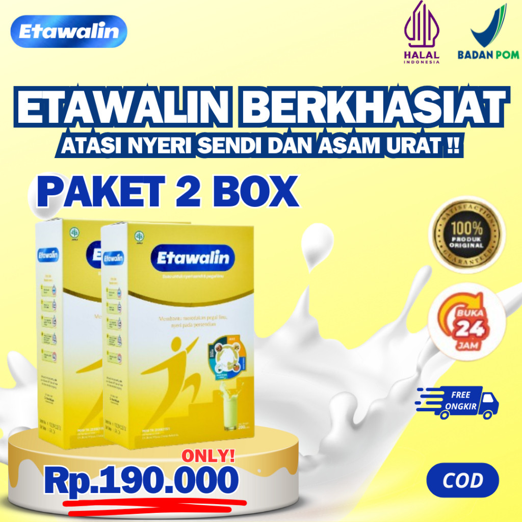 

Paket 2 Box Susu Etawalin Susu Etawa Original ORI 3x Lebih Berkhasiat Atasi Nyeri Sendi Asam Urat Rematik Pegel Linu dan Kesehatan Tulang