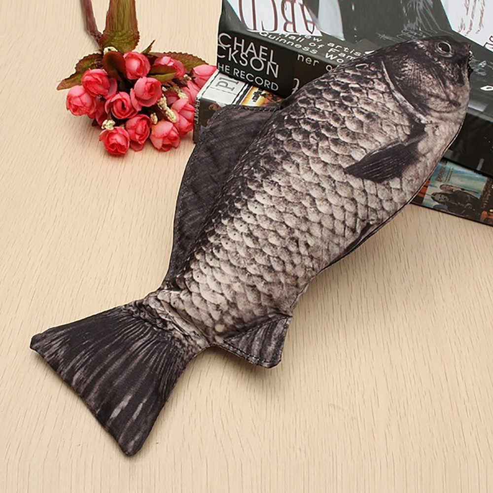 

Pen Bag Realistic Fish Shape Make-Up Pouch Pen Pencil Case With Zipper Flexible Feel Soft And Easy To Clean Light Weight