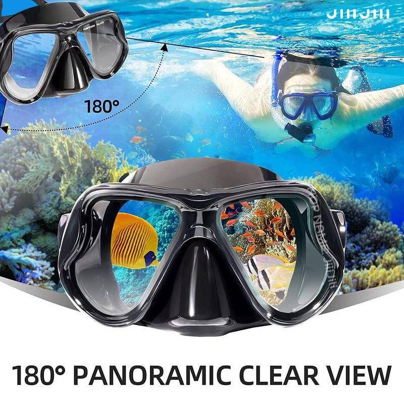 JIIIJIII Kacamata Selam Snorkeling Scuba Masker Selam Kaca Tempered HD Kacamata Anti-kabut untuk Ber