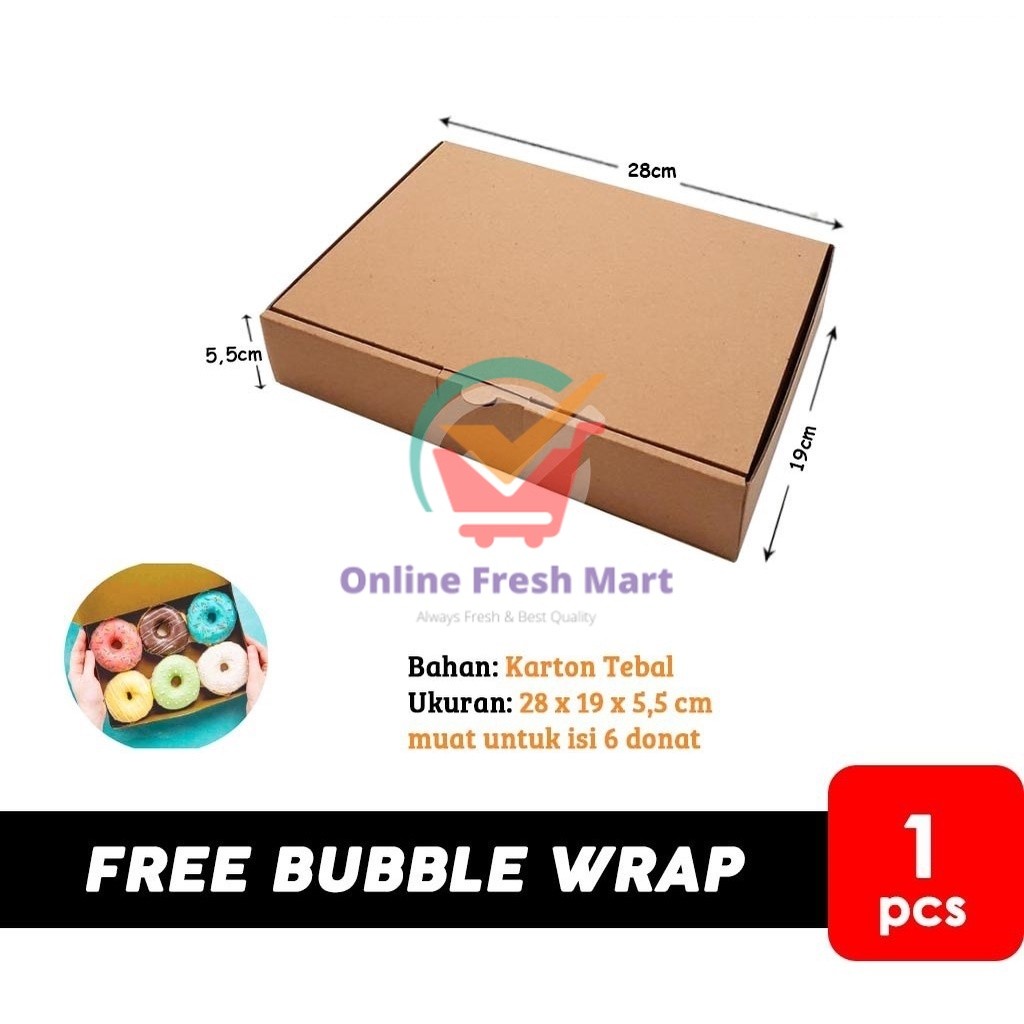 

Box Donat Polos Coklat Kode KP5 / Dus Donat muat 6 donat (1 lbr) - Online Fresh Mart Denpasar