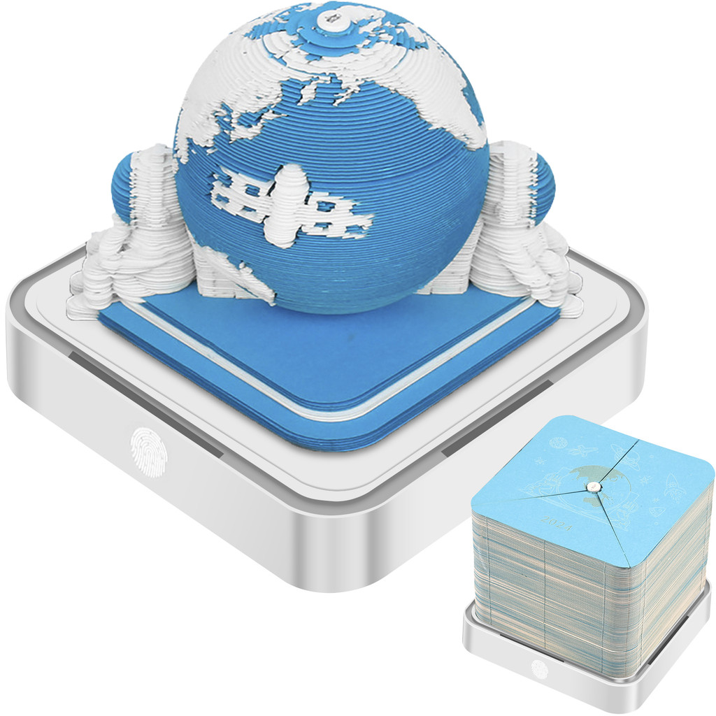 

New 3D Desk Calendar Creative Calendar Memo Pad with LED Light Tear-Away 3D Art Calendar DIY 3D Earth Tree House Memo Pad Paper