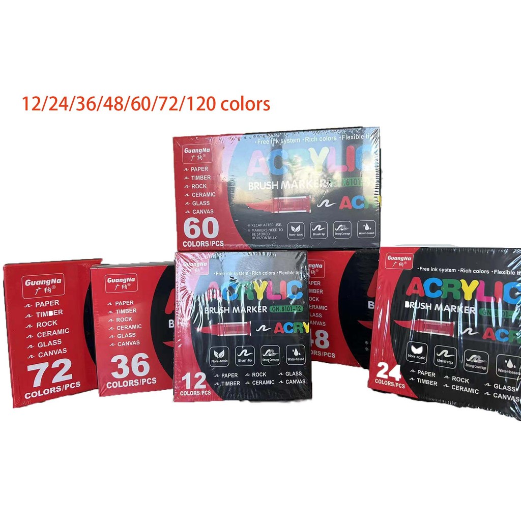 

12-120 Colors Set Acrylic Paint Pens pencil Brush Markers Pen proffesional Rock Painting Stone Ceramic DIY Art Supplies Drawing