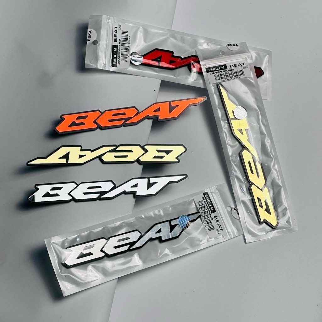 OS Emblem 3D Akrilik Beat Tebal 3mm – Pilihan Warna Silver, Gold, Merah, Lengkap Double Tape Kuat