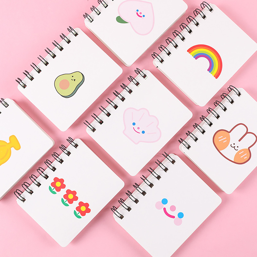 

80Sheets A7 Mini Cute Notebook Cartoon Coil Book Student Writing Kids Portable Pocket Book Diary Sketchbook Kawaii Stationery