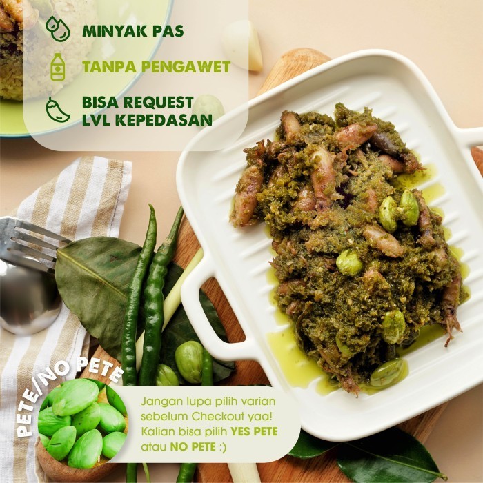 

✨TERLARIS -Baby Cumi Sambal Ijo / Hijau (MIJO) Pete / Non Petai 200G PEDAS GURIH - YES PETE