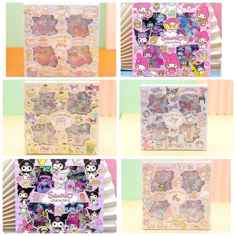 

TI Sticker Box isi 100 Momo Sanrio Kuromi Melody Cinnamoroll Pompompurin Atiker Jurnal Aesthetic Sticker Karakter Box PET Waterproof Jurnal Binder Anti Air