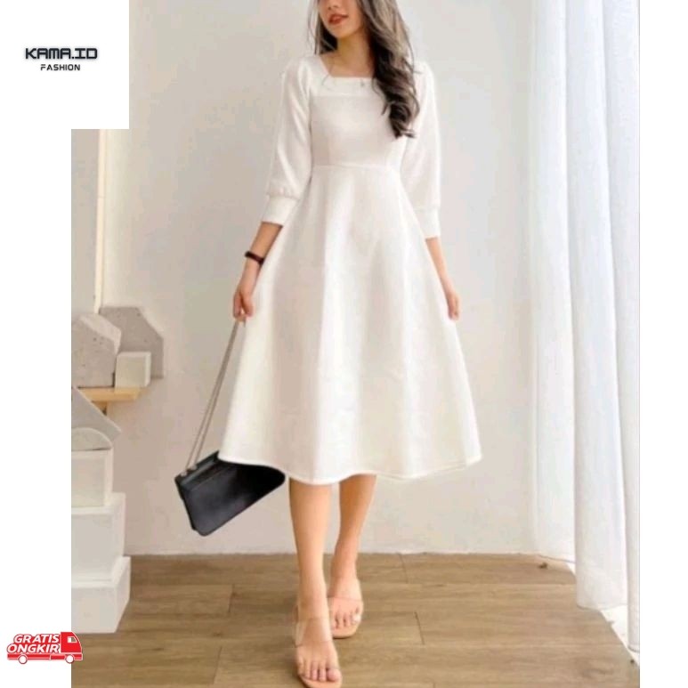 Baju Korea Ertha//Dress Wanita Pesta Elegan Bahan Scuba premium Terbaru//Dress Remaja Kekinian//Dres