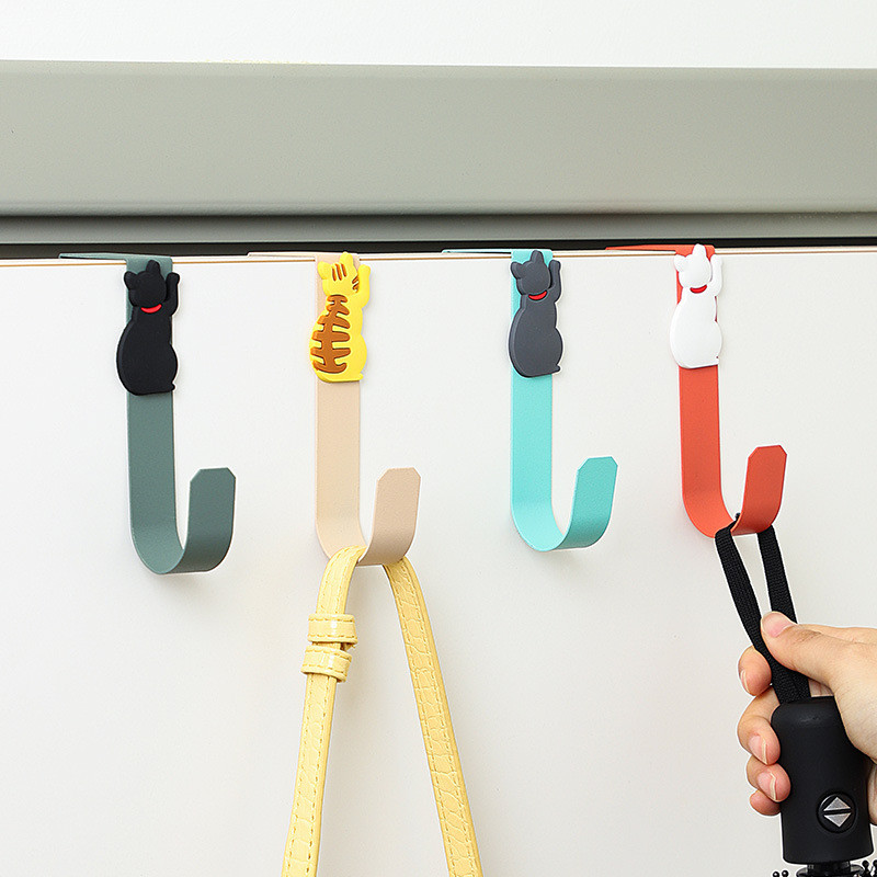

Home Cat Kitchen Cabinet Hook Towels Clothes Coat Bathroom Accessories Storage Hanger Door Back Hanging Holder Stainless Steel