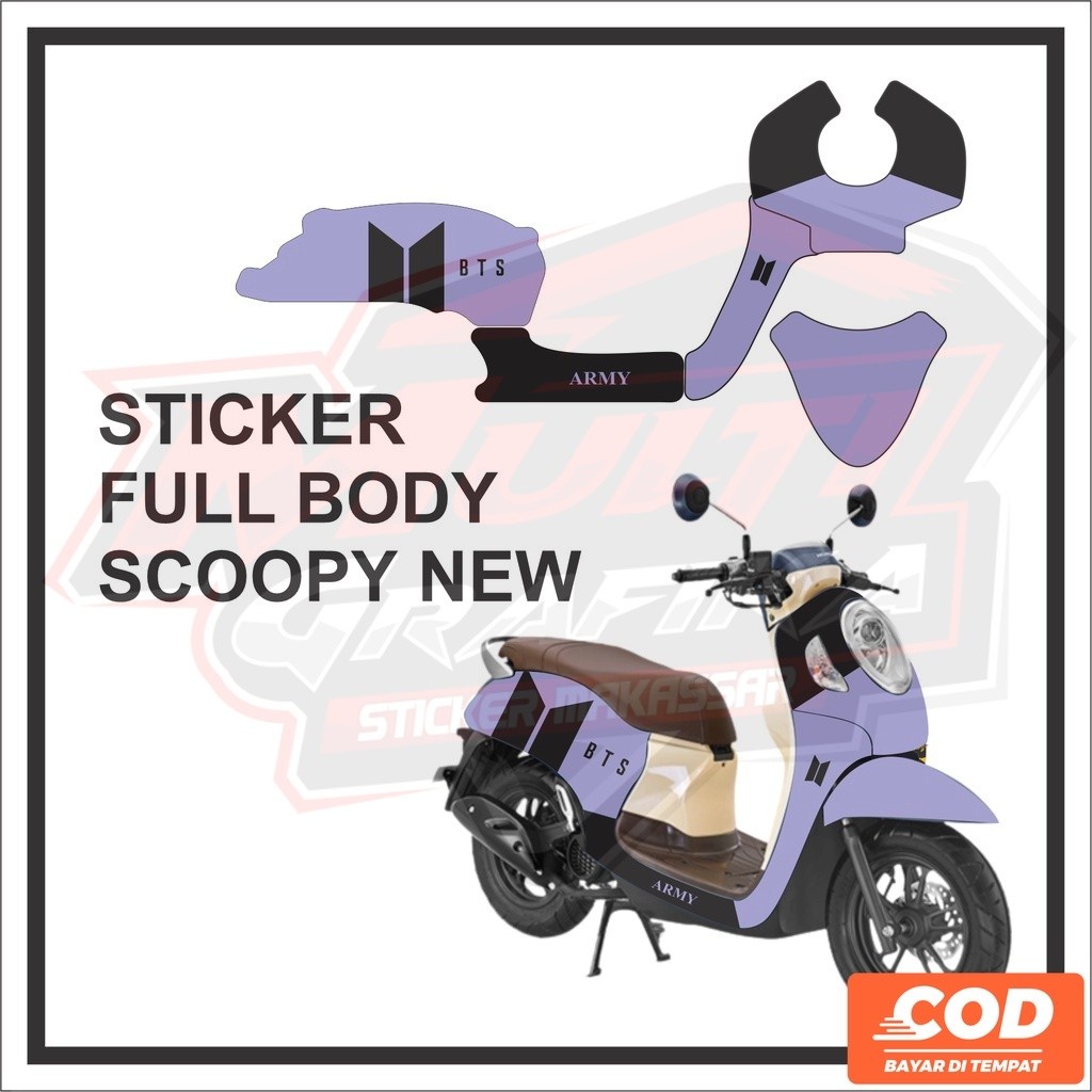 Stiker Motor HONDA SCOOPY Full Body Sticker Decal SCOOPY Motif Garis Ungu BTS Bisa COD multi stiker