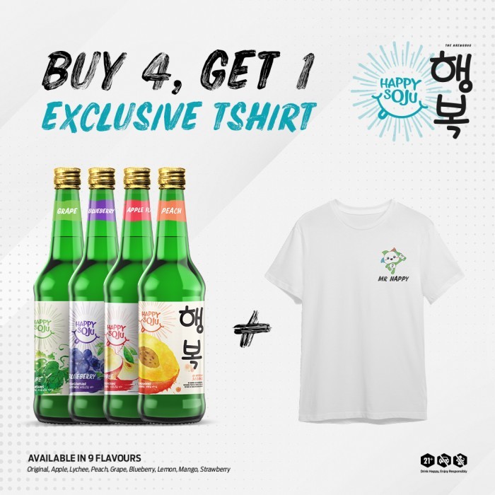 

Happy Soju Buy 4 Bottle Get 1 Exclusive Tshirt