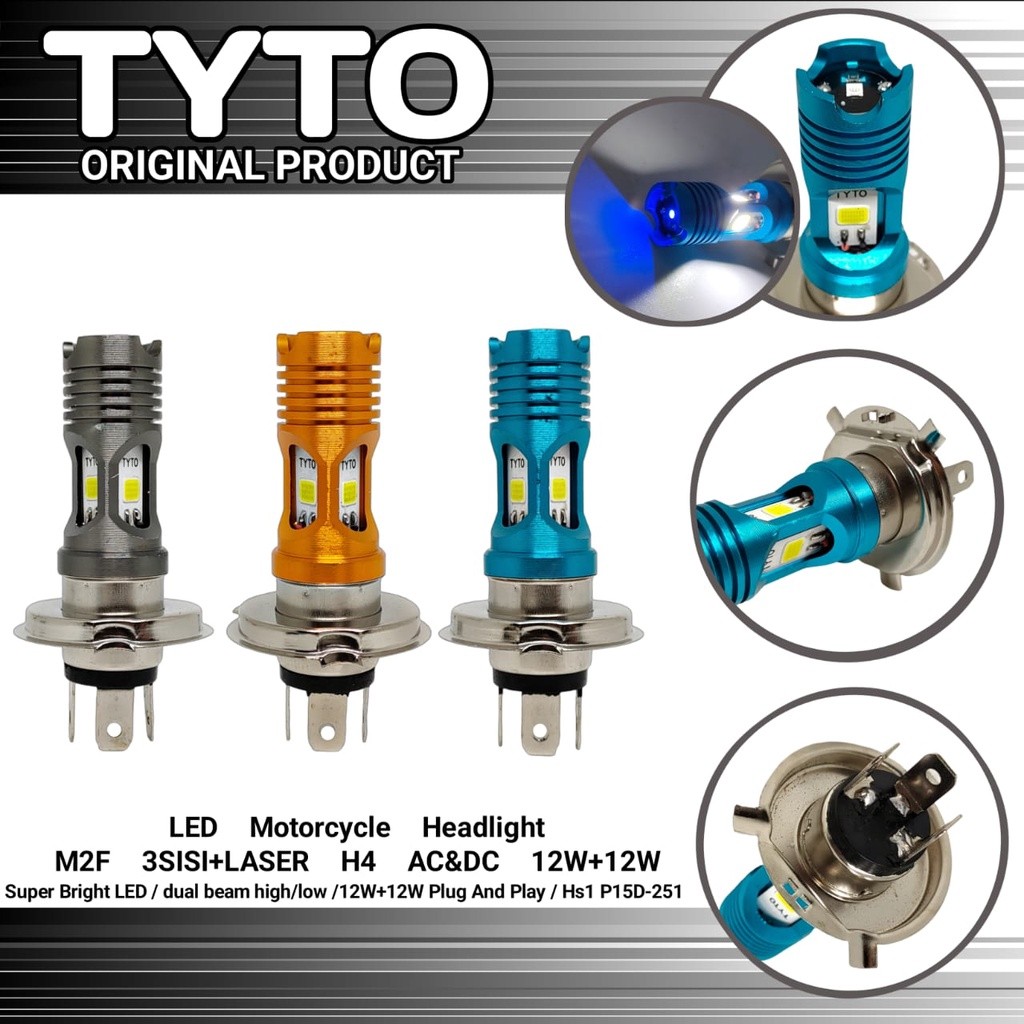 Tyto Led M2F H4 Lampu Bohlam Motor Socket H4