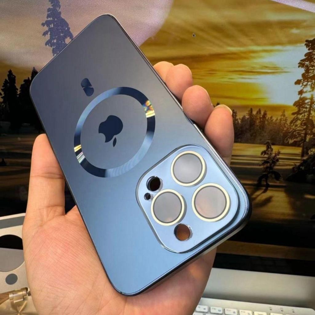 Luxury Desert Titanium Matte Original Tempered Glass Magnetic Phone Case for iPhone 16 11 12 13 14 1