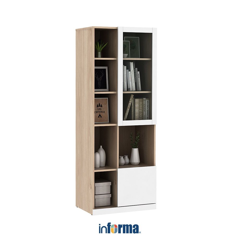 Informa Percy Kabinet Double Side High - Putih Lemari Kabinet Serbaguna Cabinet Penyimpanan Indoor F