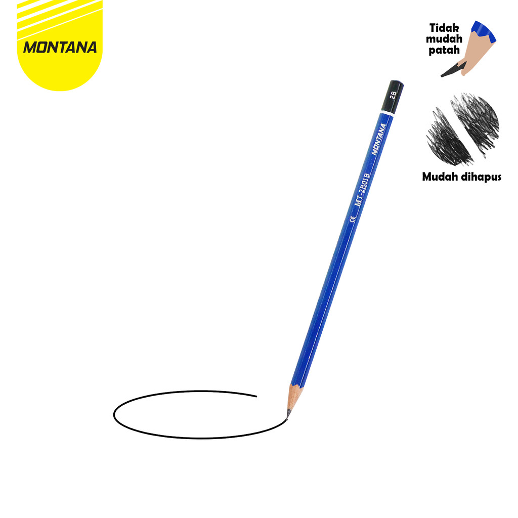 

MONTANA Pensil 2B Lulus Uji Komputer 1 Gross Pencil Alat Tulis Sekolah dan Kantor MT2B01-B