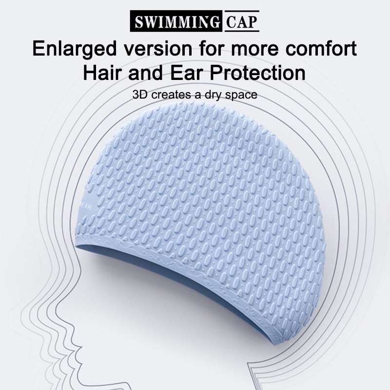 Extra Large Bubble Swim Cap Silicone Teardrop Swim Cap Super Elastic Waterproof Ear Protection Large