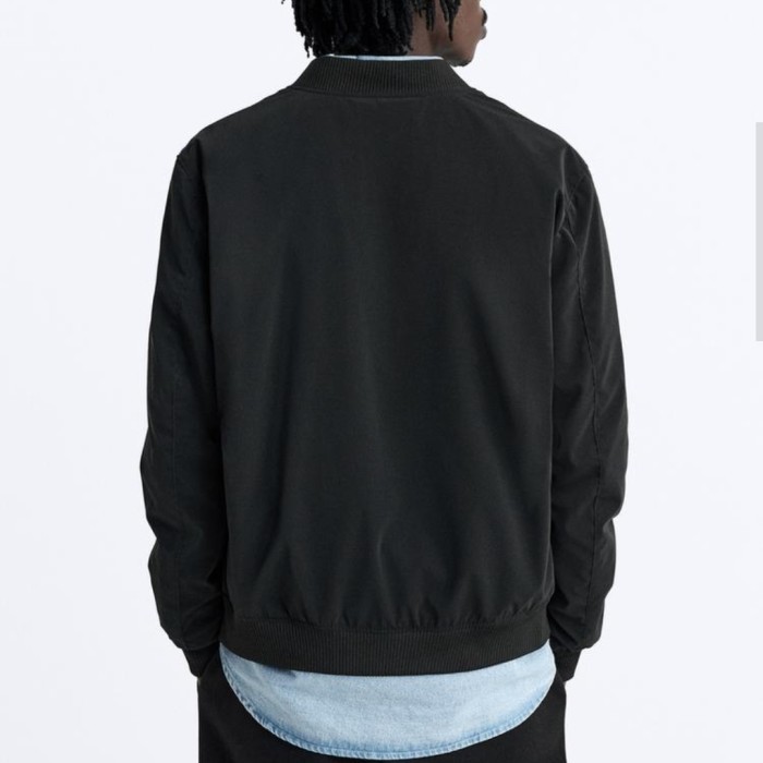 Jaket Bomber Zara Pria Original - Hitam - XXL