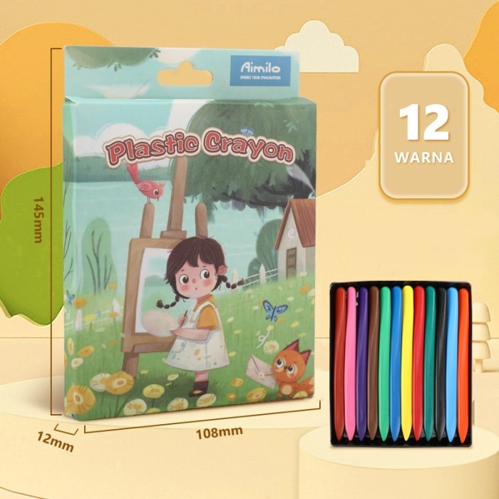 

Homify Living Aimilo Crayon Set Krayon Plastik 12/24 Warna Cerah Bentuk Segitiga - 12 WARNA