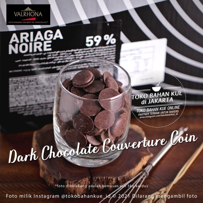 

Valrhona Ariaga Noire 59% 500gr Chocolate Dark Couverture Coin Cokelat