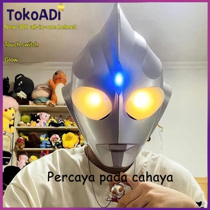 Topeng Helm Ultraman Tiga Mainan Topeng Ultraman Tiga Tactile Switch