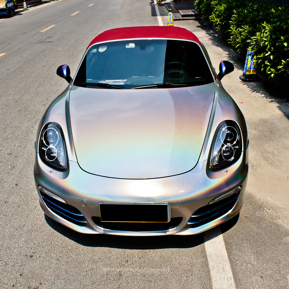 

HOHOFILM Grey Rainbow Adhesive TINT Car Wrap Film auto Body Sticker Air Release With Bubble free sticker Customized