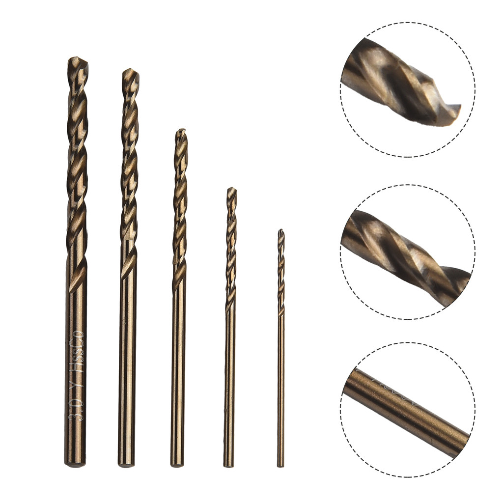 5pcs/set HSS M35 Cobalt Drill Bit 1mm 1.5mm 2mm 2.5mm 3mm Stainless Steel High Quality Drill Press P