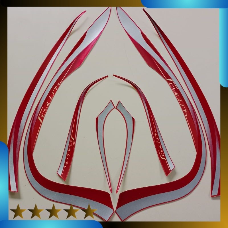 stiker striping motor honda scoopy 2022 prestige stylish merah matte list body standar terbaik termu