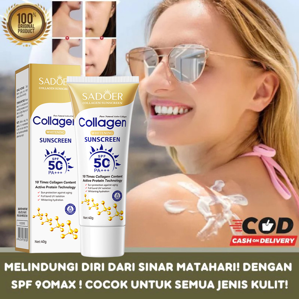 SADOER Collagen Sunscreen Lotion Guanjing SPF 50 PA+++ Sunblock Badan Fade Spots Sun Protection Repa