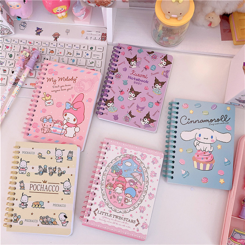 

Sanrio Kawaii A6 Notebooks Kuromi Cinnamonroll My Melody Anime Notepads Cute Weekly Planner Writing Paper School Stationery