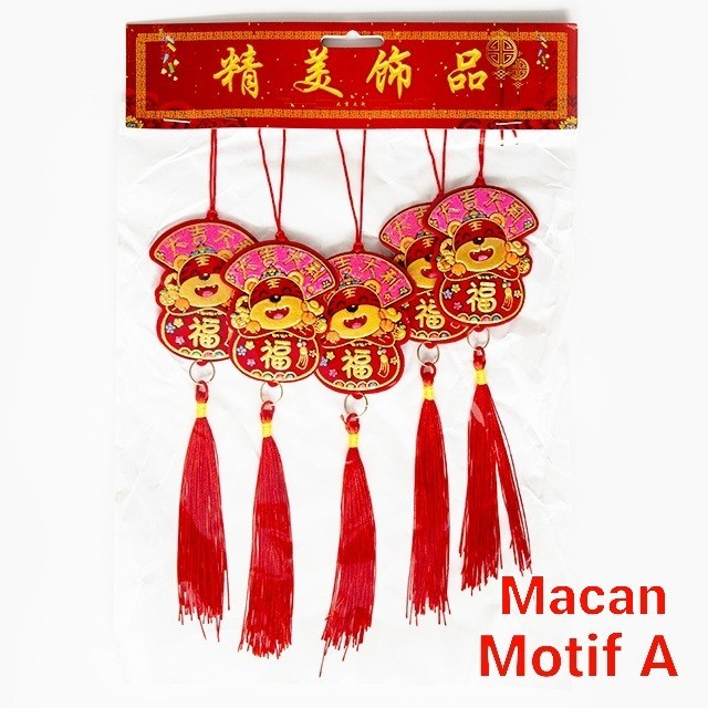 

GROSIR Gantungan Imlek isi 5 Termurah Hiasan Pohon Parcel Imlek Macan - Motif Macan A