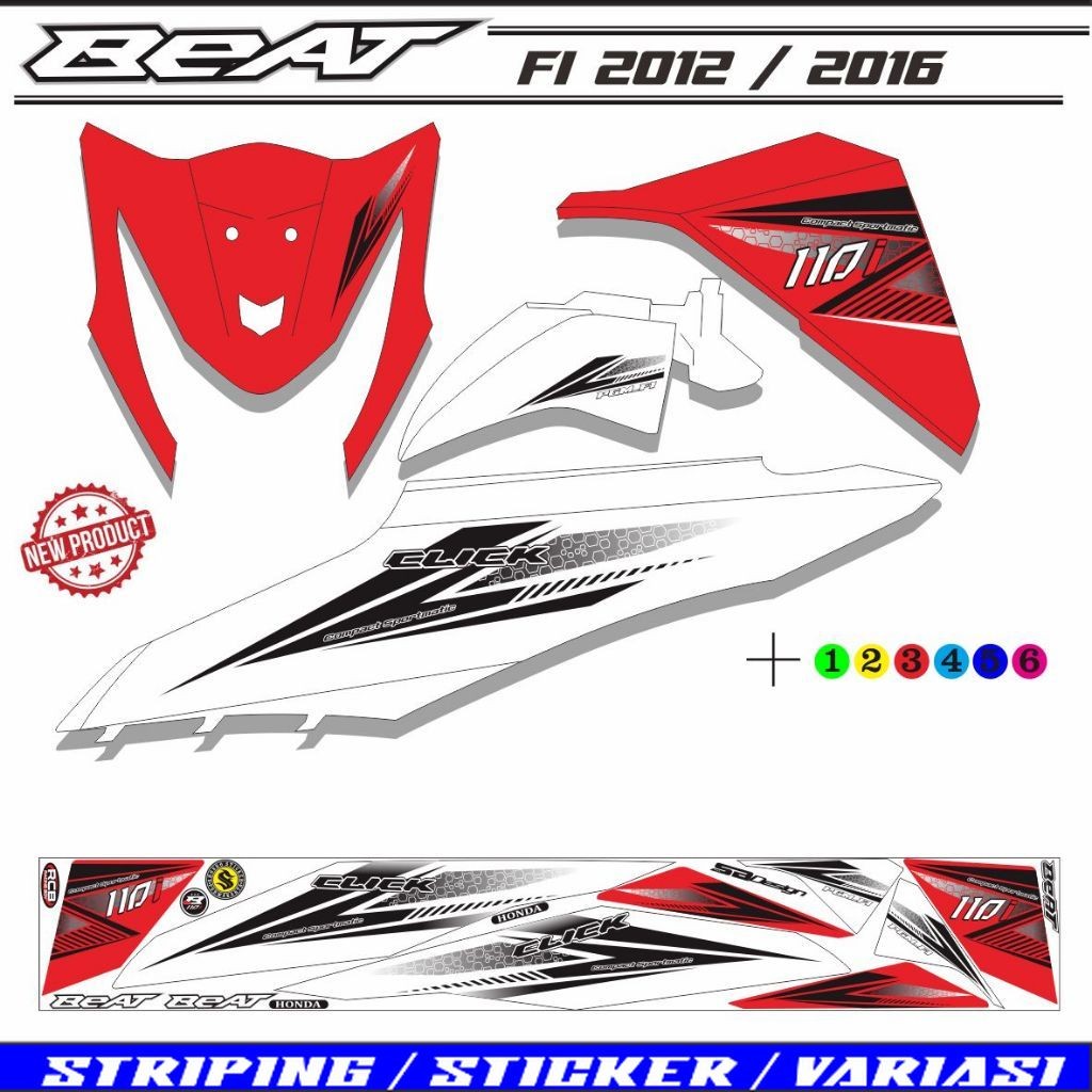 MOTIF VARIASI STRIPING MOTOR VARIASI LIS CLICK BEAT FI STIKER BEAT