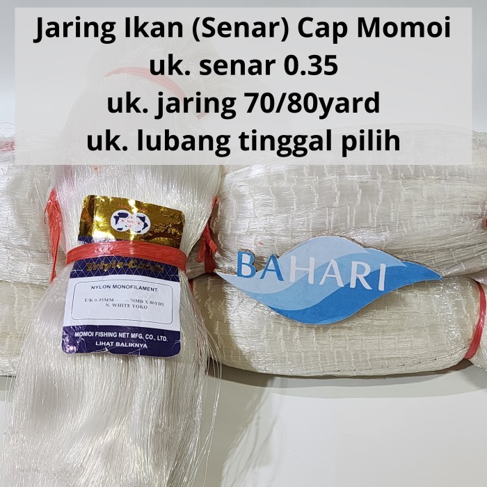 Jaring Ikan Momoi Senar 035 ukuran 70/80 Yoko DK & TK (035x2", 035x2 1/2", 035x3", 035x3 1/2", 035x4