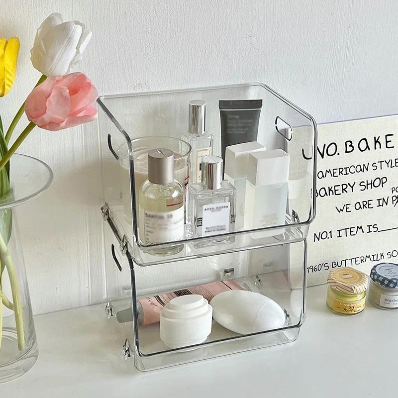 

Desktop Storage Rack Cosmetics Storage Box Makeup Storage Shelves Transparent Multifunctional Sundries Organizer Shelf