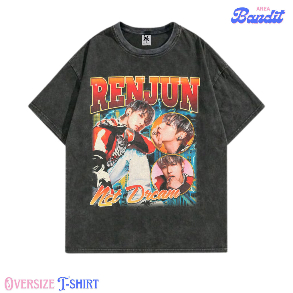 Bandit Area "kaos Nct Dream Renjun bootleg" Oversized T-shirt washing washed