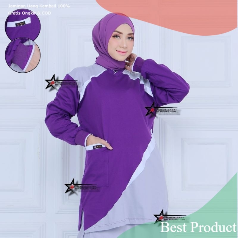 Baju Olahraga Muslimah / Koas Olahraga Muslimah / Atasan Baju Senam Tunik Muslimah/ running jogging 