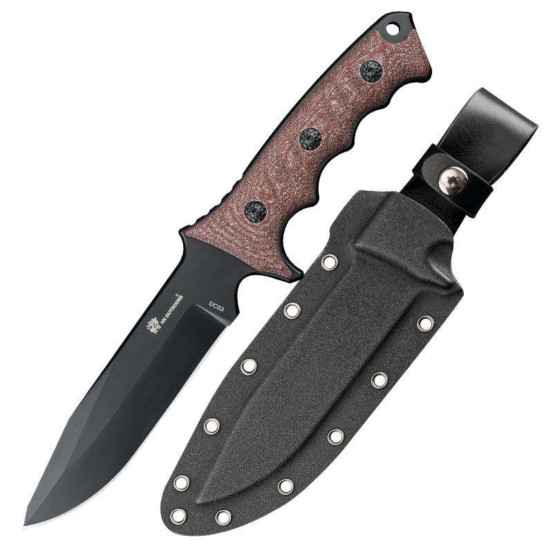HX OUTDOORS Commander DC53 Camping Knife,Straight Hunting Rescue Survival Knives Flax Handle With Ky