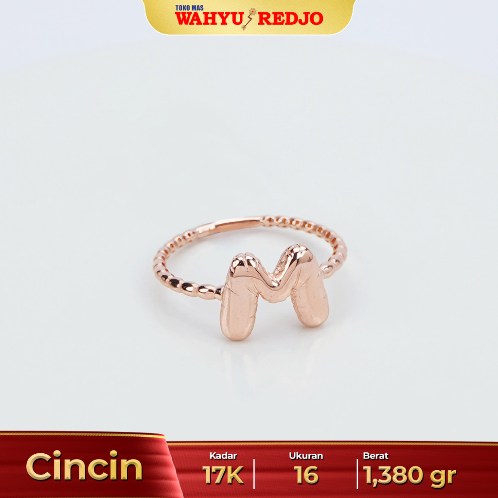 CINCIN HURUF M EMAS KADAR 17K WAHYU REDJO