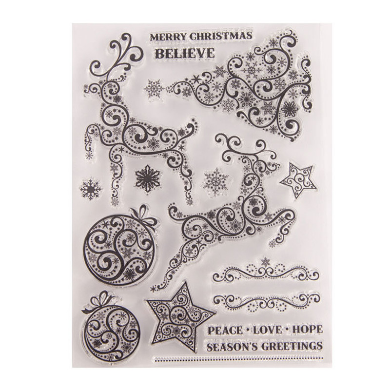 

Christmas Deer Transparent Clear Silicone Stamp Seal DIY Scrapbook Rubber Stamping Coloring Embossing Diary Decor Reusable T1622