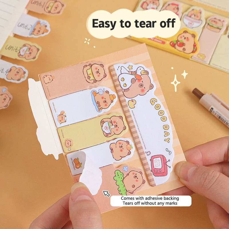 

120Pcs Capybara Sticky Index Tab Cute Kapibala Memoranda Notebook Page Markers Classify Sticker Office School Supplies