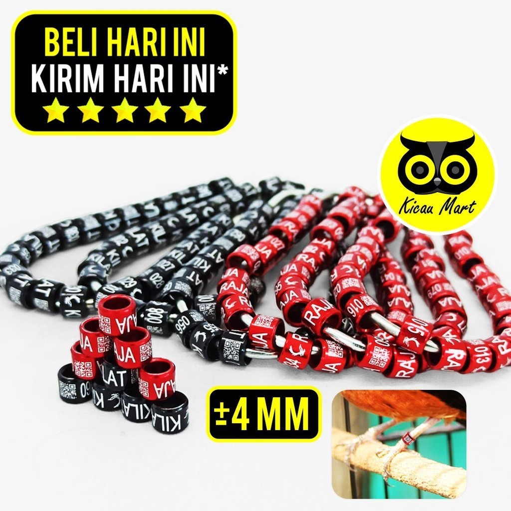 KICAU MART Ring Penanda Kaki Burung Murai Model Laser Barcode Gelang Stainless Cincin Pengaman Kaki 